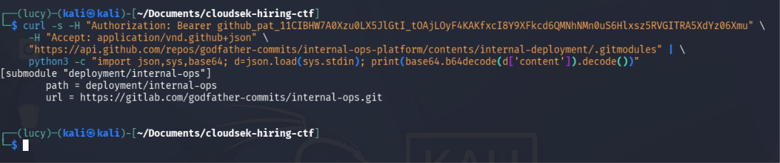 The private GitHub repository referencing a GitLab submodule.